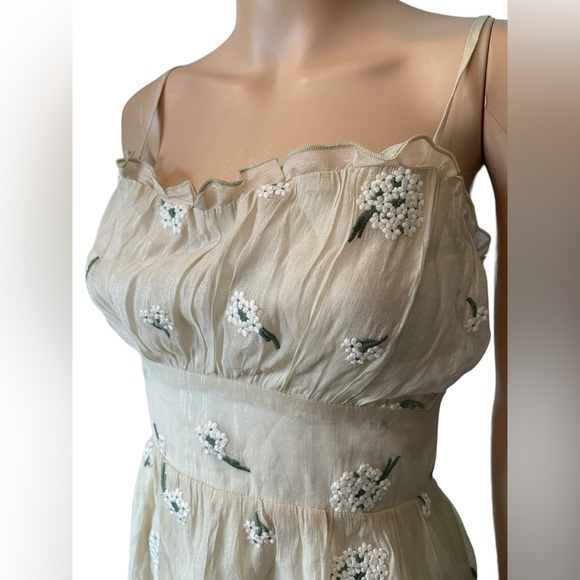 NEW Le Lis Cottagecore Ethereal Sparkly Embroidered Flowery Feeling Mini Dress - Picture 2 of 9